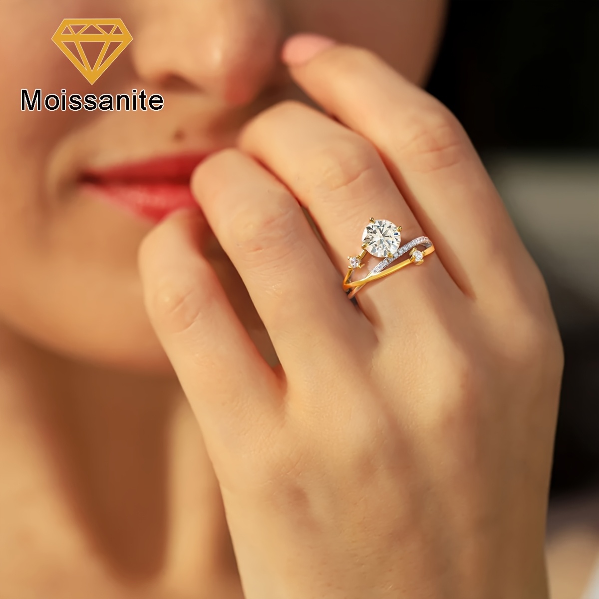 Women's 1ct Moissanite Promise Wedding Engagement Ring
